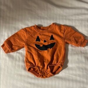 Pumpkin Face Baby Onesie - Orange